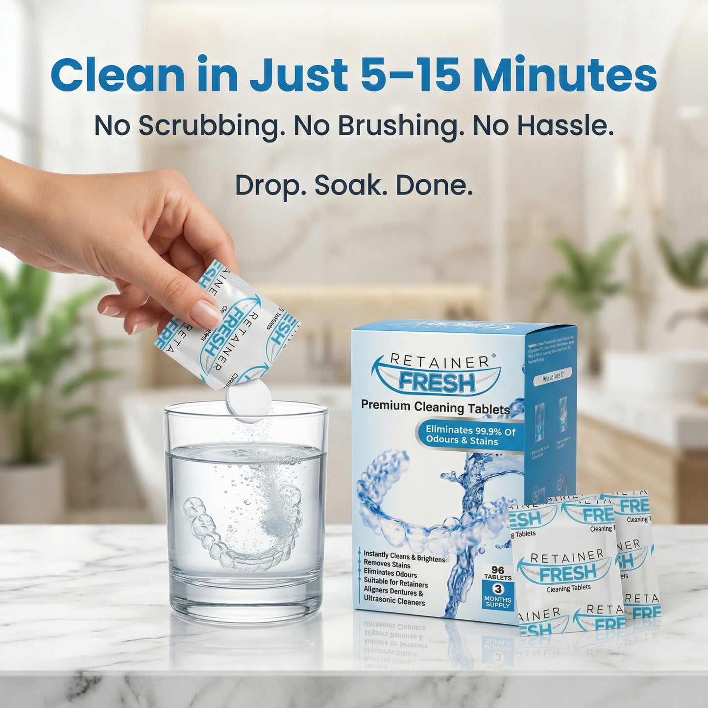 Retainer Cleaning Tablet Zahnschiene Reinigungstabletten - Zahnspangenreiniger für Retainer, Aligner Retainer Fresh